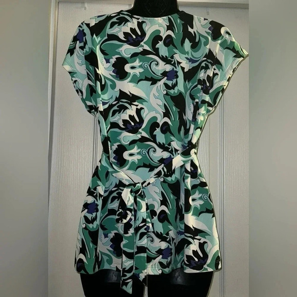 Apostrophe Petite Beautiful Green & Black Blouse - Picture 4 of 7